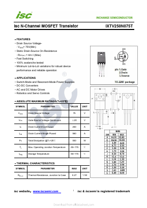 IXTV250N075T Datasheet PDF Inchange Semiconductor