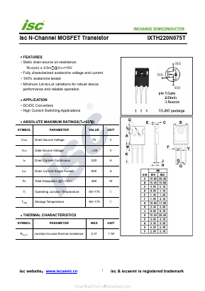 IXTH220N075T Datasheet PDF Inchange Semiconductor