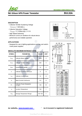 BUL52A Datasheet PDF Inchange Semiconductor