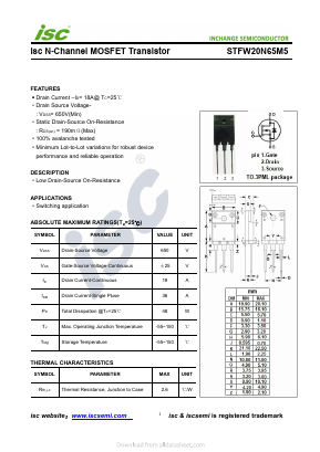 STFW20N65M5 Datasheet PDF Inchange Semiconductor