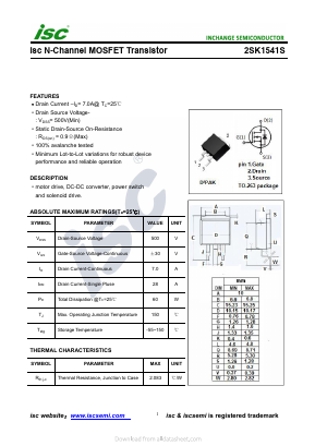 2SK1541S Datasheet PDF Inchange Semiconductor