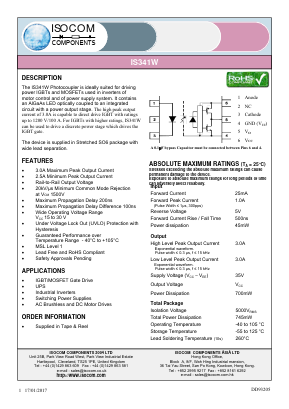 IS341W Datasheet PDF Isocom 