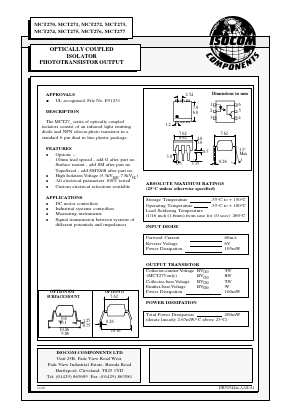 MCT273 Datasheet PDF Isocom 