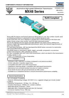 MX48002HQ6R200 Datasheet PDF Japan Aviation Electronics Industry, Ltd.