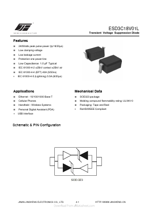 ESD3C18V01L Datasheet PDF Jinan Jing Heng Electronics Co., Ltd.