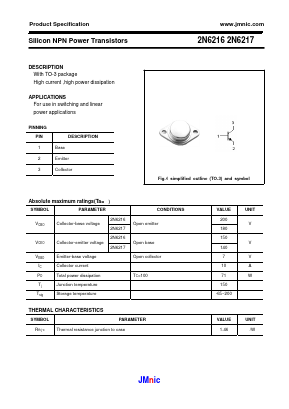 2N6216 Datasheet PDF Quanzhou Jinmei Electronic