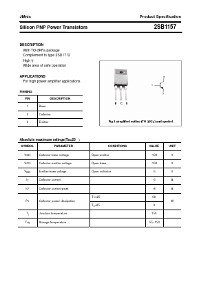 2SB1157 Datasheet PDF Quanzhou Jinmei Electronic