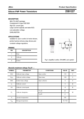 2SB1227 Datasheet PDF Quanzhou Jinmei Electronic