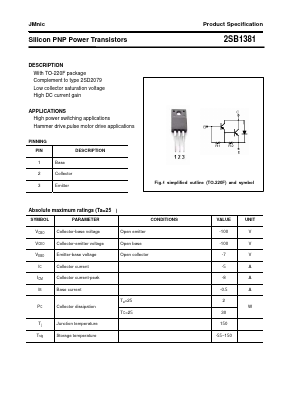 2SB1381 Datasheet PDF Quanzhou Jinmei Electronic