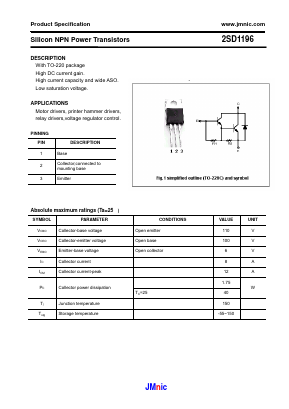 2SD1196 Datasheet PDF Quanzhou Jinmei Electronic