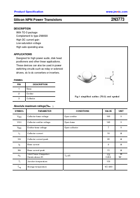 2N3773 Datasheet PDF Quanzhou Jinmei Electronic