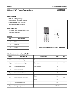 2SB1508 Datasheet PDF Quanzhou Jinmei Electronic