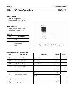 2SA940 Datasheet PDF Quanzhou Jinmei Electronic