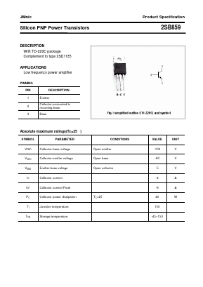 2SB859 Datasheet PDF Quanzhou Jinmei Electronic