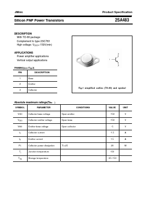 2SA483 Datasheet PDF Quanzhou Jinmei Electronic