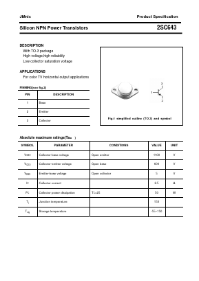 2SC643 Datasheet PDF Quanzhou Jinmei Electronic