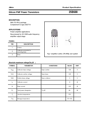 2SB688 Datasheet PDF Quanzhou Jinmei Electronic