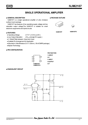 NJM2107F Datasheet PDF Japan Radio Corporation 