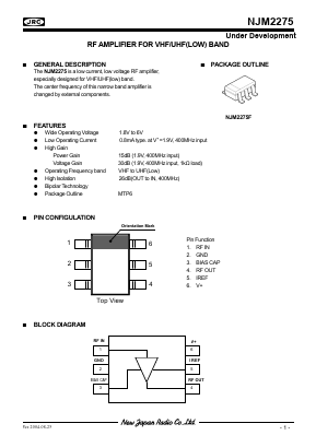 NJM2275 Datasheet PDF Japan Radio Corporation 