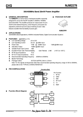 NJM2278 Datasheet PDF Japan Radio Corporation 