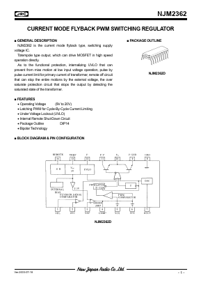 NJM2362 Datasheet PDF Japan Radio Corporation 