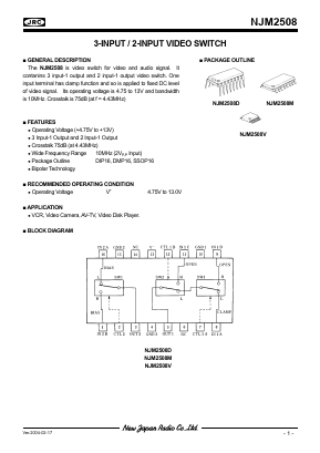 NJM2508 Datasheet PDF Japan Radio Corporation 