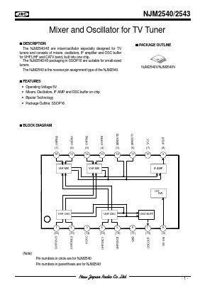 NJM2540 Datasheet PDF Japan Radio Corporation 