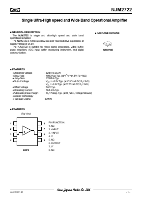 NJM2722 Datasheet PDF Japan Radio Corporation 