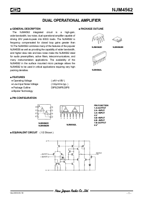 NJM4562 Datasheet PDF Japan Radio Corporation 