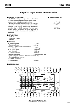 NJW1110V Datasheet PDF Japan Radio Corporation 