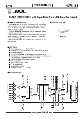 NJW1168 Datasheet PDF Japan Radio Corporation 