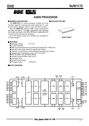 NJW1172GK1 Datasheet PDF Japan Radio Corporation 