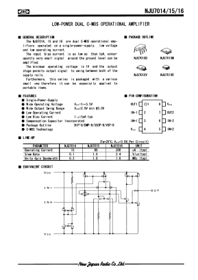 NJU7015M Datasheet PDF Japan Radio Corporation 