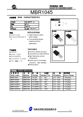 MBR1045 Datasheet PDF JILIN SINO-MICROELECTRONICS CO., LTD.