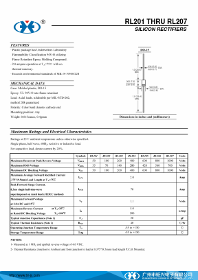 RL201 Datasheet PDF Guangzhou Juxing Electronic Co., Ltd.