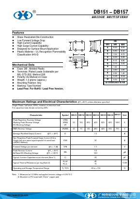 DB153 Datasheet PDF Guangzhou Juxing Electronic Co., Ltd.