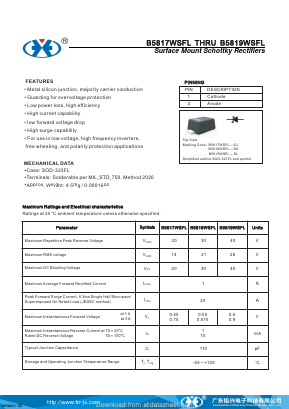 B5817WSFL Datasheet PDF Guangzhou Juxing Electronic Co., Ltd.