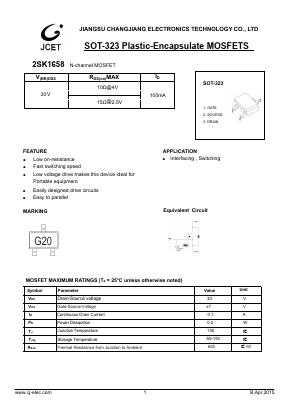 2SK1658 Datasheet PDF Jiangsu Changjiang Electronics Technology Co., Ltd