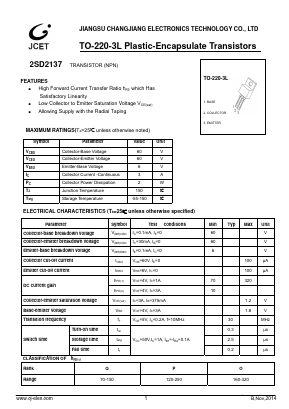 2SD2137 Datasheet PDF Jiangsu Changjiang Electronics Technology Co., Ltd