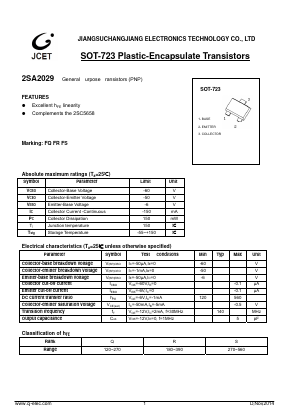 2SA2029 Datasheet PDF Jiangsu Changjiang Electronics Technology Co., Ltd