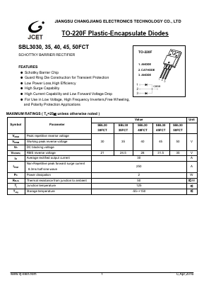 SBL3030FCT Datasheet PDF Jiangsu Changjiang Electronics Technology Co., Ltd