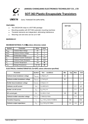 UMX1N Datasheet PDF Jiangsu Changjiang Electronics Technology Co., Ltd