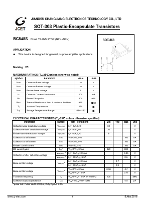 BC848S Datasheet PDF Jiangsu Changjiang Electronics Technology Co., Ltd