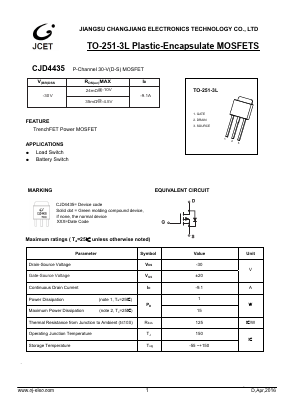 CJD4435 Datasheet PDF Jiangsu Changjiang Electronics Technology Co., Ltd