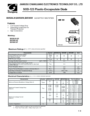 B0530W Datasheet PDF Jiangsu Changjiang Electronics Technology Co., Ltd