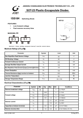 1SS184 Datasheet PDF Jiangsu Changjiang Electronics Technology Co., Ltd