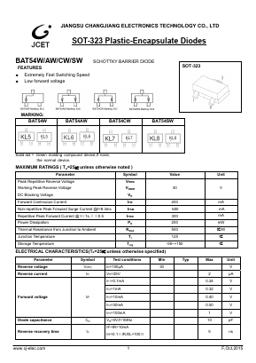 BAT54W Datasheet PDF Jiangsu Changjiang Electronics Technology Co., Ltd