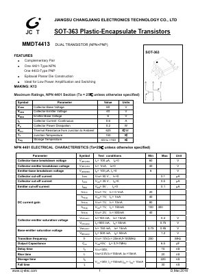 MMDT4413 Datasheet PDF Jiangsu Changjiang Electronics Technology Co., Ltd