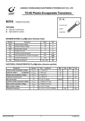 BC516 Datasheet PDF Jiangsu Changjiang Electronics Technology Co., Ltd