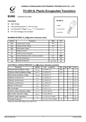 BU406 Datasheet PDF Jiangsu Changjiang Electronics Technology Co., Ltd